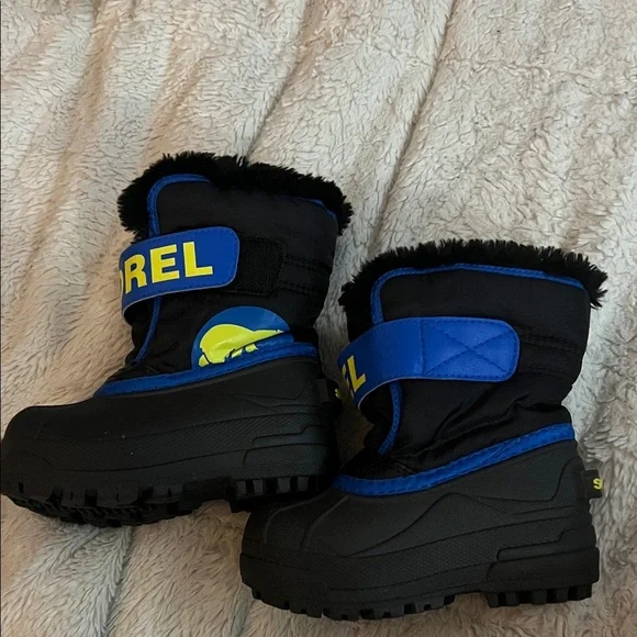 Sorel Black and Blue Kids' Boots with Yellow Accent - Picture 3 of 5